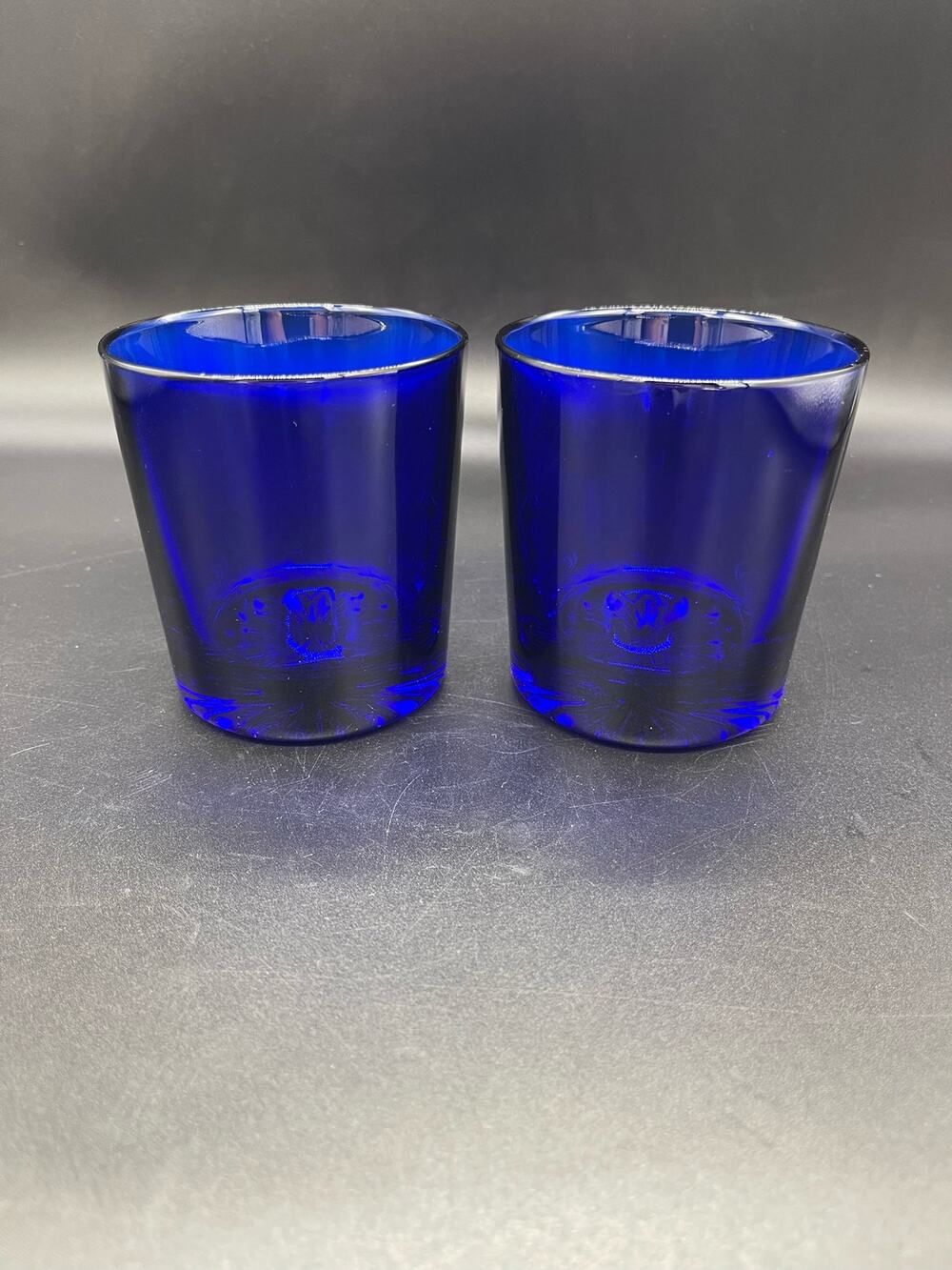 Irena Old Fashioned Cobalt Blue 24% Lead Crystal Set of 2 Tumblers Poland